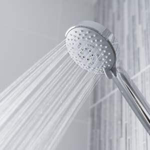 shower head running nice pressured water